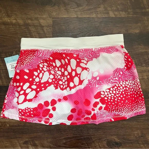 NWT Sofibella red pink air flow 13” colorful pickleball ruffle skort XL READ